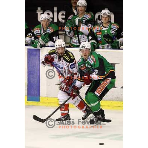 Jan Mursak of Telemach Olimpija in action during ice hockey match Telemach Olimpija Ljubljana- KAC in round 9 of Ebel league 2012/13 played in Hala Tivoli, Ljubljana, Slovenia on October 5, 2012 