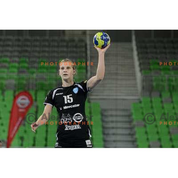 Barbara Lazovic of Krim in action during handball match Krim Mercator - U Jolidon Cluj in EHF Champions league, played at Stozice Arena, Ljubljana, Slovenia on October 14, 2012 
