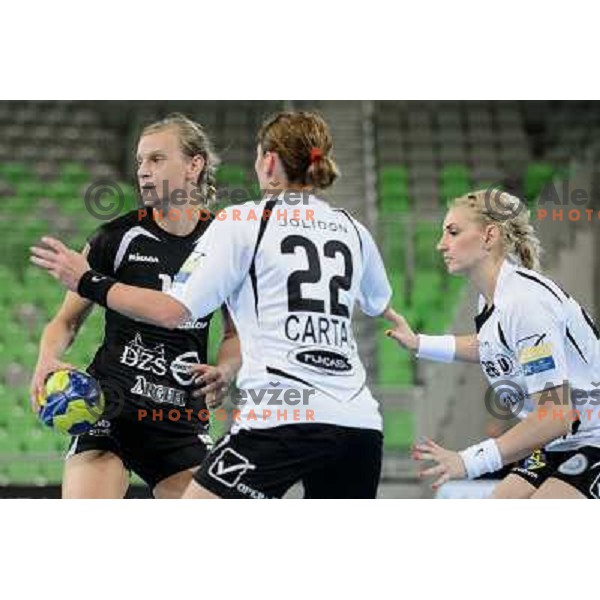 Barbara Lazovic of Krim in action during handball match Krim Mercator - U Jolidon Cluj in EHF Champions league, played at Stozice Arena, Ljubljana, Slovenia on October 14, 2012 