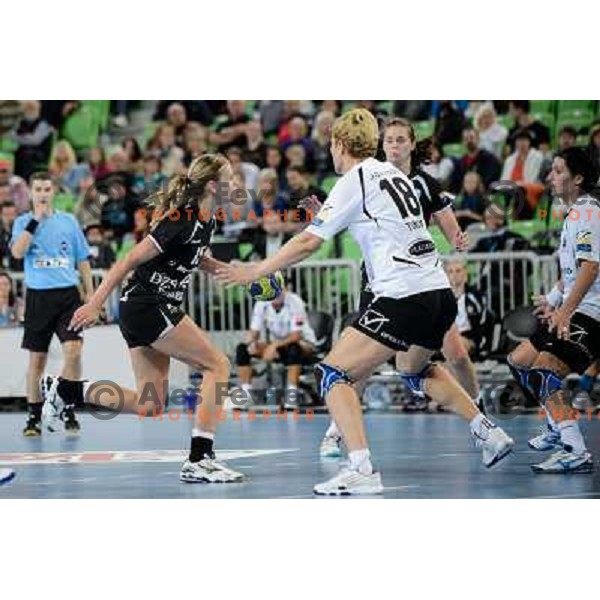 Barbara Lazovic of Krim in action during handball match Krim Mercator - U Jolidon Cluj in EHF Champions league, played at Stozice Arena, Ljubljana, Slovenia on October 14, 2012 