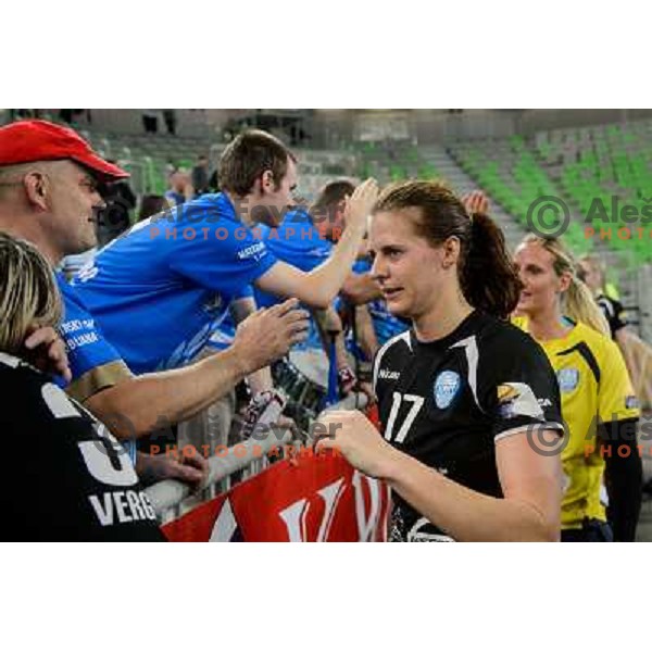 Linea Torstensson of Krim in action during handball match Krim Mercator - U Jolidon Cluj in EHF Champions league, played at Stozice Arena, Ljubljana, Slovenia on October 14, 2012 