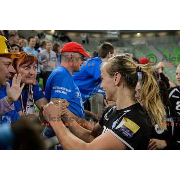 Barbara Lazovic of Krim in action during handball match Krim Mercator - U Jolidon Cluj in EHF Champions league, played at Stozice Arena, Ljubljana, Slovenia on October 14, 2012 