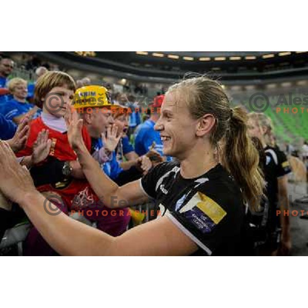 Barbara Lazovic of Krim in action during handball match Krim Mercator - U Jolidon Cluj in EHF Champions league, played at Stozice Arena, Ljubljana, Slovenia on October 14, 2012 