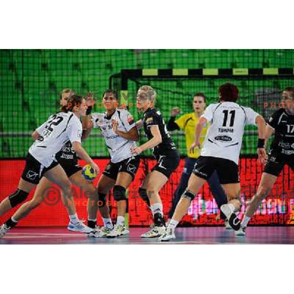 Susann Muller of Krim in action during handball match Krim Mercator - U Jolidon Cluj in EHF Champions league, played at Stozice Arena, Ljubljana, Slovenia on October 14, 2012 