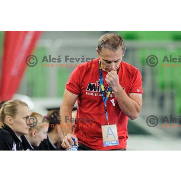 Tone Tiselj of Krim during handball match Krim Mercator - U Jolidon Cluj in EHF Champions league, played at Stozice Arena, Ljubljana, Slovenia on October 14, 2012 