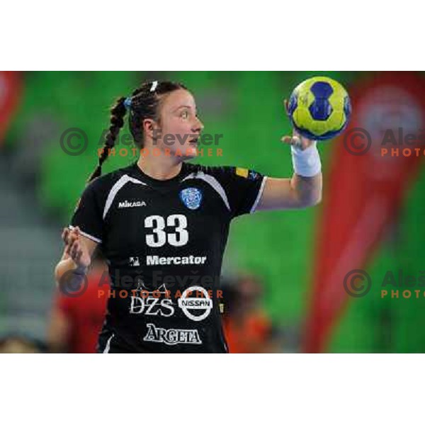 Katarina Krpez of Krim in action during handball match Krim Mercator - U Jolidon Cluj in EHF Champions league, played at Stozice Arena, Ljubljana, Slovenia on October 14, 2012 