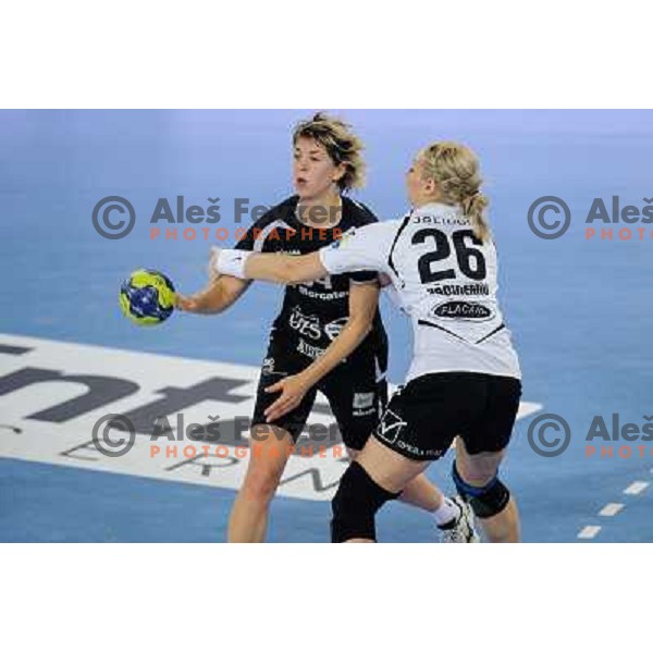 Maryna Vergeliuk of Krim in action during handball match Krim Mercator - U Jolidon Cluj in EHF Champions league, played at Stozice Arena, Ljubljana, Slovenia on October 14, 2012 