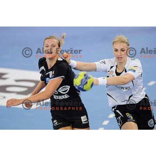 Barbara Lazovic of Krim in action during handball match Krim Mercator - U Jolidon Cluj in EHF Champions league, played at Stozice Arena, Ljubljana, Slovenia on October 14, 2012 