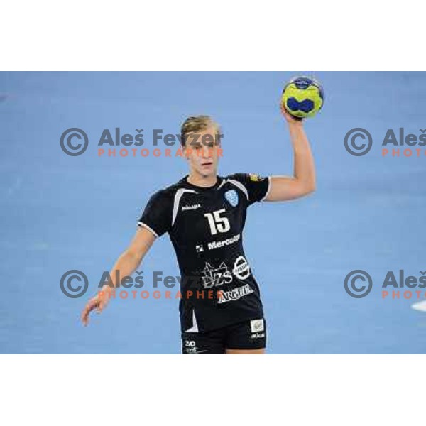 Barbara Lazovic of Krim in action during handball match Krim Mercator - U Jolidon Cluj in EHF Champions league, played at Stozice Arena, Ljubljana, Slovenia on October 14, 2012 