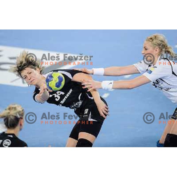 Maryna Vergeliuk of Krim in action during handball match Krim Mercator - U Jolidon Cluj in EHF Champions league, played at Stozice Arena, Ljubljana, Slovenia on October 14, 2012 