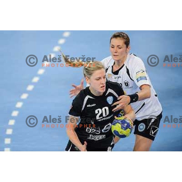 Susann Muller of Krim in action during handball match Krim Mercator - U Jolidon Cluj in EHF Champions league, played at Stozice Arena, Ljubljana, Slovenia on October 14, 2012 