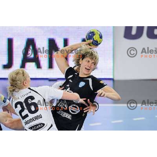 Maryna Vergeliuk of Krim in action during handball match Krim Mercator - U Jolidon Cluj in EHF Champions league, played at Stozice Arena, Ljubljana, Slovenia on October 14, 2012 