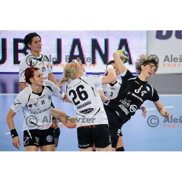 Maryna Vergeliuk of Krim in action during handball match Krim Mercator - U Jolidon Cluj in EHF Champions league, played at Stozice Arena, Ljubljana, Slovenia on October 14, 2012 