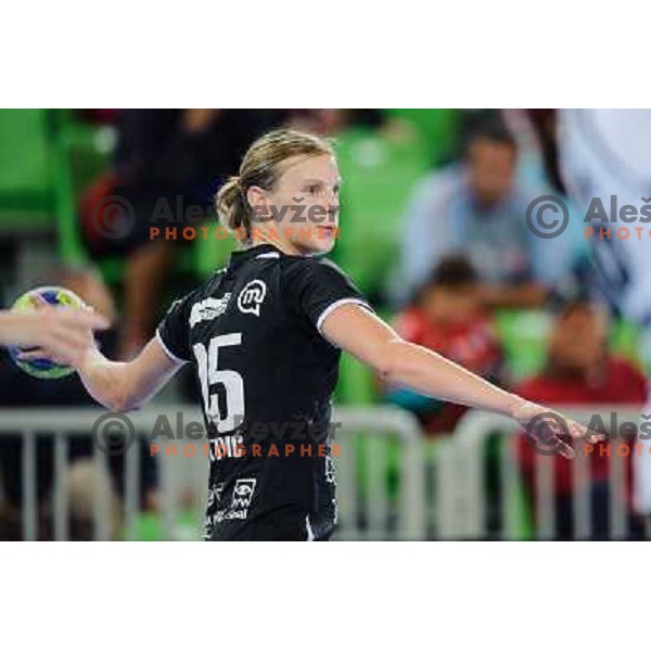 Barbara Lazovic of Krim in action during handball match Krim Mercator - U Jolidon Cluj in EHF Champions league, played at Stozice Arena, Ljubljana, Slovenia on October 14, 2012 
