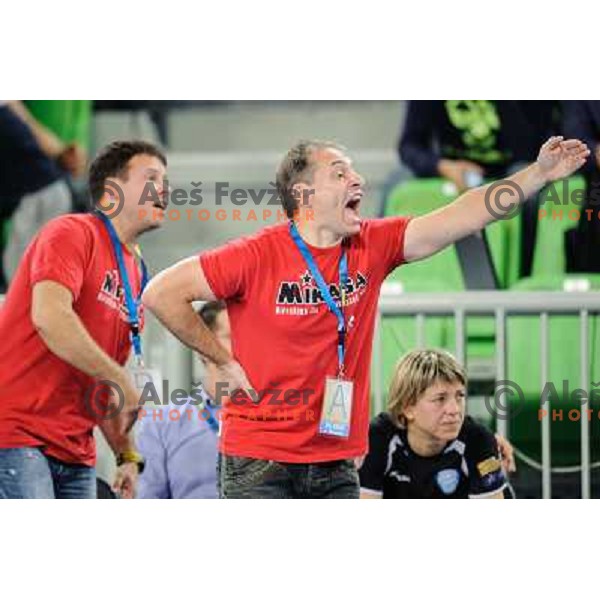 Tone Tiselj of Krim during handball match Krim Mercator - U Jolidon Cluj in EHF Champions league, played at Stozice Arena, Ljubljana, Slovenia on October 14, 2012 