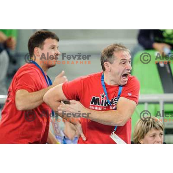 Tone Tiselj of Krim during handball match Krim Mercator - U Jolidon Cluj in EHF Champions league, played at Stozice Arena, Ljubljana, Slovenia on October 14, 2012 