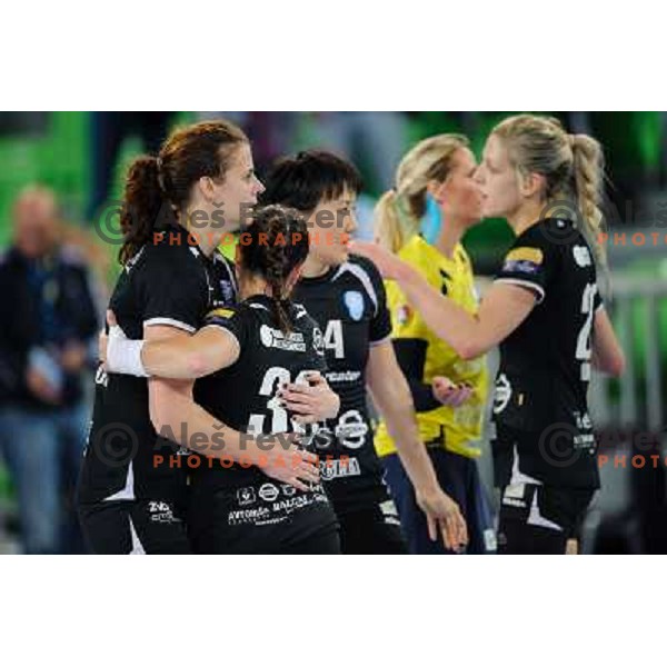 Linea Torstensson of Krim in action during handball match Krim Mercator - U Jolidon Cluj in EHF Champions league, played at Stozice Arena, Ljubljana, Slovenia on October 14, 2012 