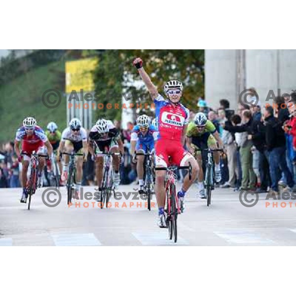 Marko Kump (Adria mobil) winner VN Avtomojster - last race of the 2012 professional cycling season in Podsmreka, Ljubljana, Slovenia on October 21, 2012 