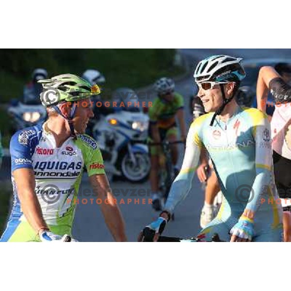 Kristijan Koren, Jani Brajkovic after last race of the 2012 professional cycling season in Podsmreka, Ljubljana, Slovenia on October 21, 2012 