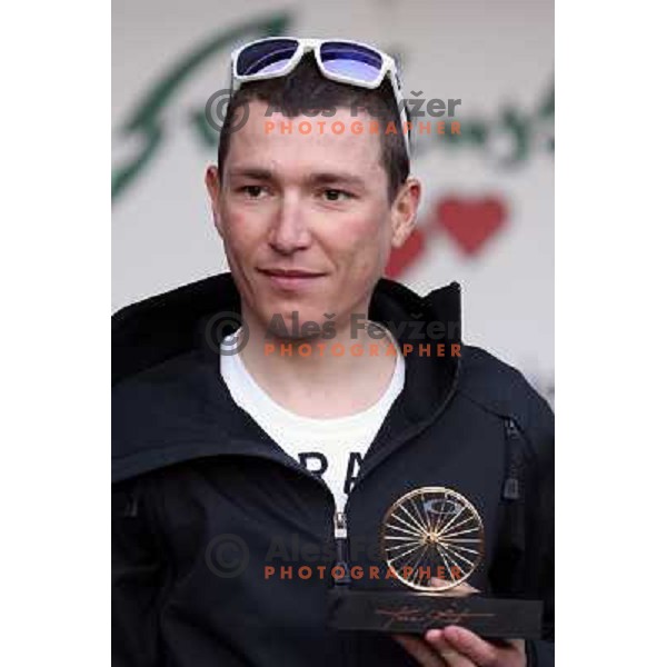 Jani Brajkovic (Astana) was awarded with "Scott golden bike 2012" among all slovenian professional cyclists at last race of the season in Podsmreka, Ljubljana, Slovenia on October 21, 2012 