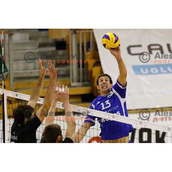 Santiago Alvarez of Volley Amriswil in action during volleyball match Calcit Kamnik and Volley Amriswil of Central European league, played in Hala Tivoli, Ljubljana, Slovenia on October 24, 2012 