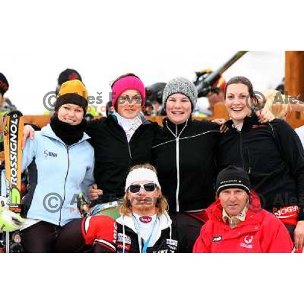 Slovenia team girls after first slalom run in Bardonecchia at 23rd Winter Universiade 2007 , Torino, Italy on 21.01.2007