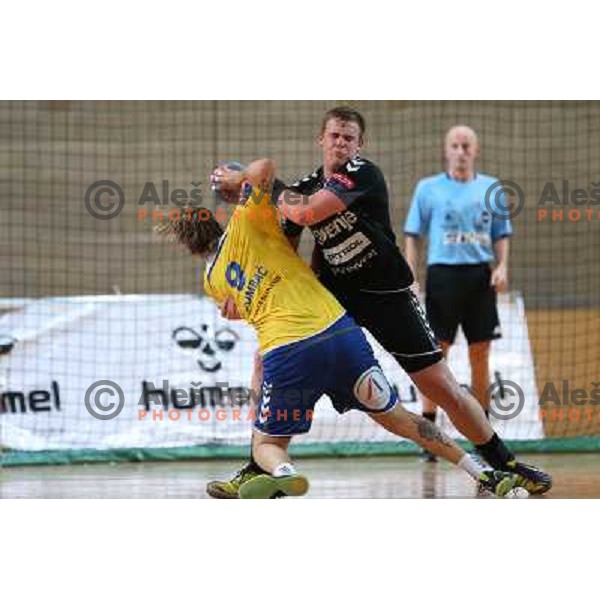 Matej Gaber of Gorenje Velenje in action during handball match Cimos Koper-Gorenje Velenje in round 8 of 1.NLB leasing liga 2012/13, played at Bonifika Hall, Koper on October 27,2012 