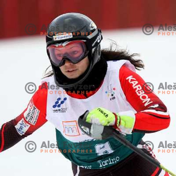 Ana Kobal during first slalom run in Bardonecchia at 23rd Winter Universiade 2007 , Torino, Italy on 21.01.2007