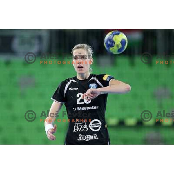 Susann Muller of Krim Mercator in action during handball match Krim Mercator-Gyori Audi Eto KC in round 3 of EHF Women\'s Champion league, played in Arena Stozice, Ljubljana, Slovenia on October 28, 2012 