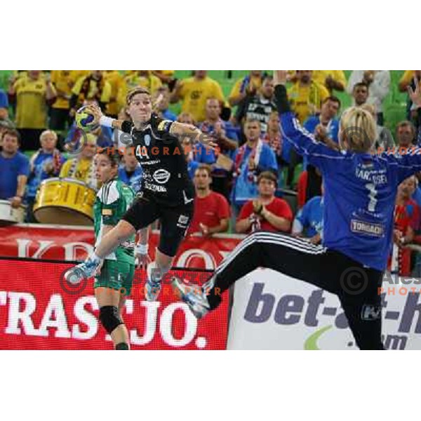 Maja Zrnec of Krim Mercator in action during handball match Krim Mercator-Gyori Audi Eto KC in round 3 of EHF Women\'s Champion league, played in Arena Stozice, Ljubljana, Slovenia on October 28, 2012 