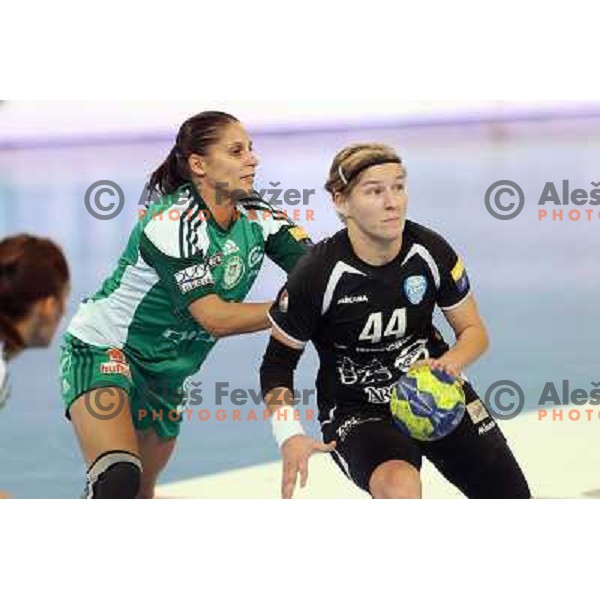 Maja Zrnec of Krim Mercator in action during handball match Krim Mercator-Gyori Audi Eto KC in round 3 of EHF Women\'s Champion league, played in Arena Stozice, Ljubljana, Slovenia on October 28, 2012 