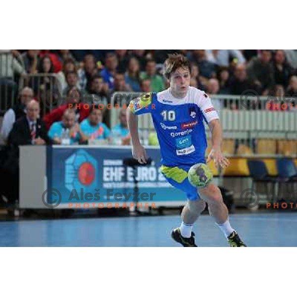 Jure Dolenec of Slovenia in action during handball match Slovenia-Romania in qualification for EHF Euro 2014, played in Bonifika Hall, Koper, Slovenia on October 31, 2012 