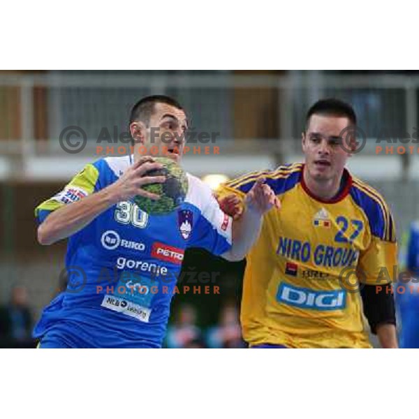 Dragan Gajic of Slovenia in action during handball match Slovenia-Romania in qualification for EHF Euro 2014, played in Bonifika Hall, Koper, Slovenia on October 31, 2012 