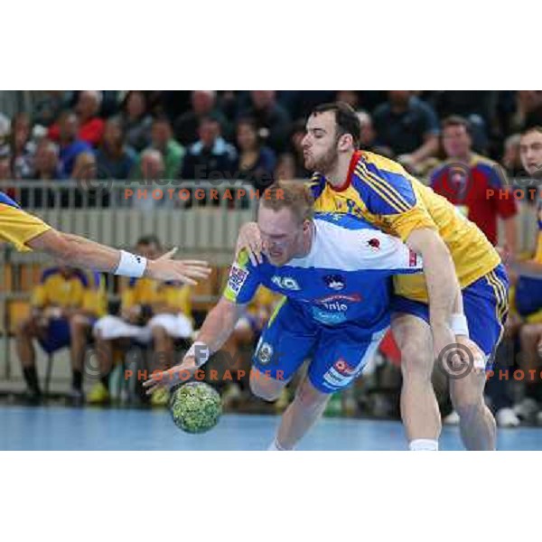 Miha Zvizej of Slovenia in action during handball match Slovenia-Romania in qualification for EHF Euro 2014, played in Bonifika Hall, Koper, Slovenia on October 31, 2012 