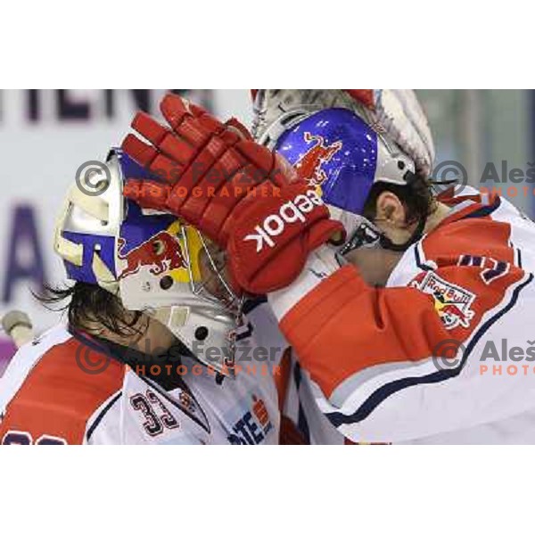 Luka Gracnar of Red Bull Salzburg in action during ice hockey match Telemach Olimpija Ljubljana- Red Bull Salzburg in round 18 of Ebel league 2012/13 played in Hala Tivoli, Ljubljana, Slovenia on November2, 2012 
