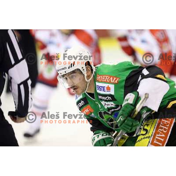 Kevin DeVirgilio of Telemach Olimpija in action during ice hockey match Telemach Olimpija Ljubljana- Red Bull Salzburg in round 18 of Ebel league 2012/13 played in Hala Tivoli, Ljubljana, Slovenia on November2, 2012 