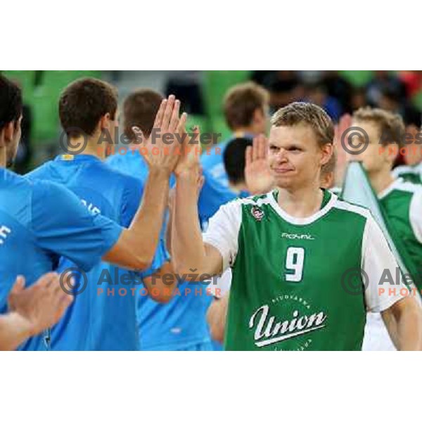 Teemu Rannikko of Union Olimpija in action during basketball match Union Olimpija-MZT Skopje in round 7 of ABA league, played in Arena Stozice, Ljubljana, Slovenia on November 5, 2012 