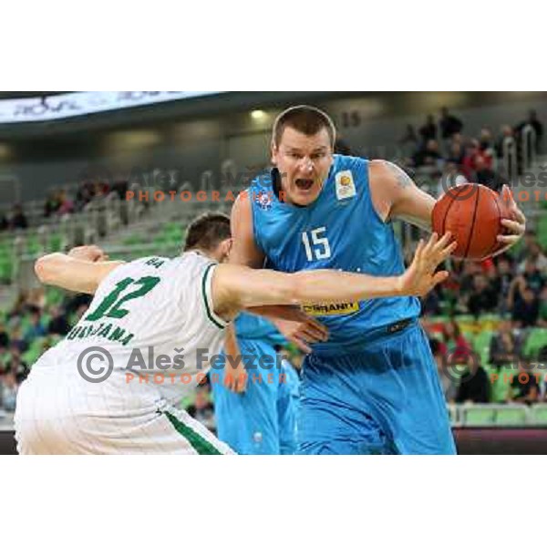 of Union Olimpija in action during basketball match Union Olimpija-MZT Skopje in round 7 of ABA league, played in Arena Stozice, Ljubljana, Slovenia on November 5, 2012 