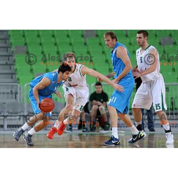 Jaka Blazic of Union Olimpija in action during basketball match Union Olimpija-MZT Skopje in round 7 of ABA league, played in Arena Stozice, Ljubljana, Slovenia on November 5, 2012 