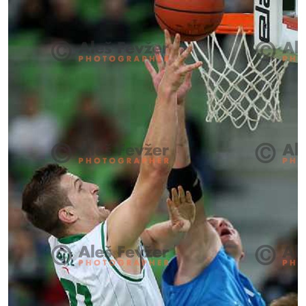 Alen Omic of Union Olimpija in action during basketball match Union Olimpija-MZT Skopje in round 7 of ABA league, played in Arena Stozice, Ljubljana, Slovenia on November 5, 2012 