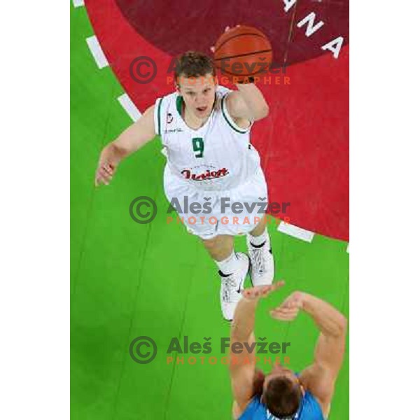 Teemu Rannikko of Union Olimpija in action during basketball match Union Olimpija-MZT Skopje in round 7 of ABA league, played in Arena Stozice, Ljubljana, Slovenia on November 5, 2012 