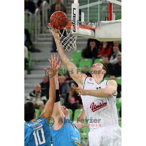 Aaron Baynes of Union Olimpija in action during basketball match Union Olimpija-MZT Skopje in round 7 of ABA league, played in Arena Stozice, Ljubljana, Slovenia on November 5, 2012 
