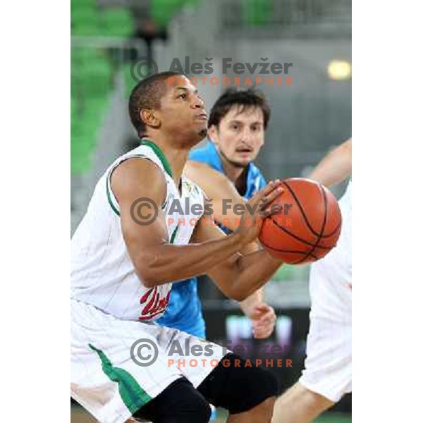 Dominic Waters of Union Olimpija in action during basketball match Union Olimpija-MZT Skopje in round 7 of ABA league, played in Arena Stozice, Ljubljana, Slovenia on November 5, 2012 