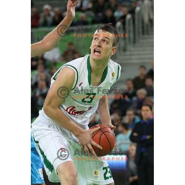 Alen Omic of Union Olimpija in action during basketball match Union Olimpija-MZT Skopje in round 7 of ABA league, played in Arena Stozice, Ljubljana, Slovenia on November 5, 2012 