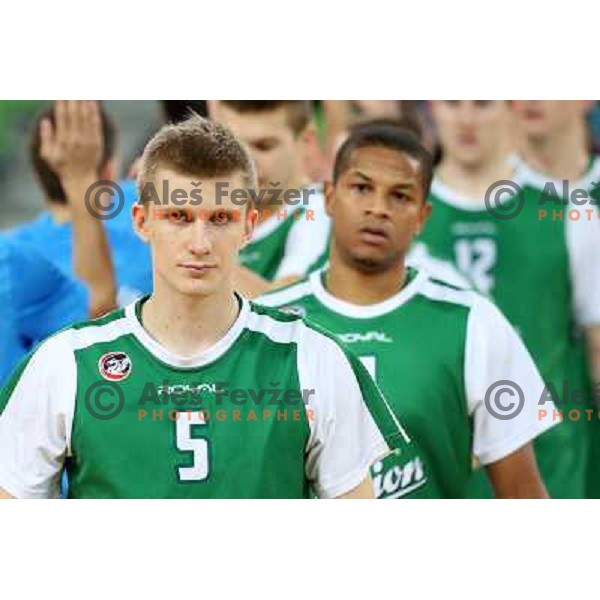 Luka Rupnik of Union Olimpija in action during basketball match Union Olimpija-MZT Skopje in round 7 of ABA league, played in Arena Stozice, Ljubljana, Slovenia on November 5, 2012 