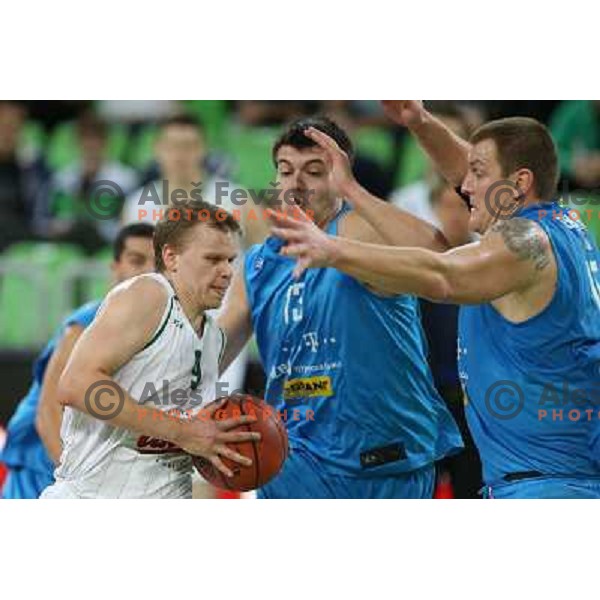 Teemu Rannikko of Union Olimpija in action during basketball match Union Olimpija-MZT Skopje in round 7 of ABA league, played in Arena Stozice, Ljubljana, Slovenia on November 5, 2012 