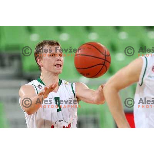 Teemu Rannikko of Union Olimpija in action during basketball match Union Olimpija-MZT Skopje in round 7 of ABA league, played in Arena Stozice, Ljubljana, Slovenia on November 5, 2012 