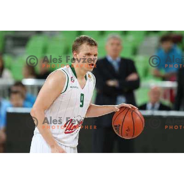 Teemu Rannikko of Union Olimpija in action during basketball match Union Olimpija-MZT Skopje in round 7 of ABA league, played in Arena Stozice, Ljubljana, Slovenia on November 5, 2012 