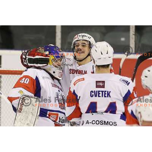 Luka Gracnar,Gasper Kopitar of Slovenia in action during ice-hockey match Slovenia-Italy at EIHC challenge tournament in Hala Tivoli, Ljubljana, Slovenia on November 8,2012 
