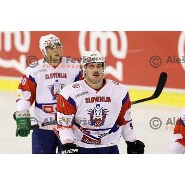 Anze Kopitar of Slovenia in action during ice-hockey match Slovenia-Italy at EIHC challenge tournament in Hala Tivoli, Ljubljana, Slovenia on November 8,2012 